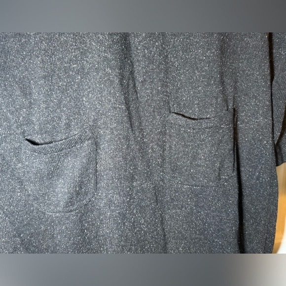 J Jill Sweater Dress V Neck Small Silk Blend Pockets Black White Specks Classic - Picture 8 of 8